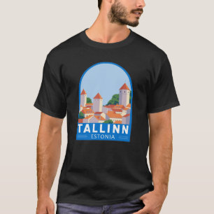タリンエストニアレトロトラベルアートヴィンテージ Tシャツ