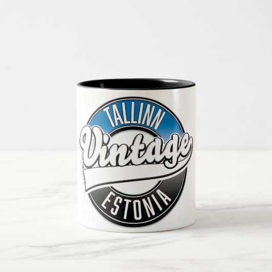 タリンエストニアヴィンテージロゴ ツートーンマグカップ (中央)