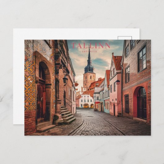 タリンエストニア通りビンテージトラベル ポストカード (正面/裏面)