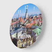 タリンダウンタウンエアリアルビューインエストニア ラージ壁時計 (傾斜)