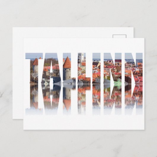 タリン文字は旧市街ビューで構成 ポストカード (正面/裏面)