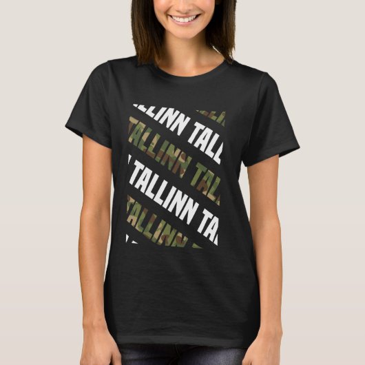 タリン迷彩柄パターングリーンカモフラージュ Tシャツ (正面)