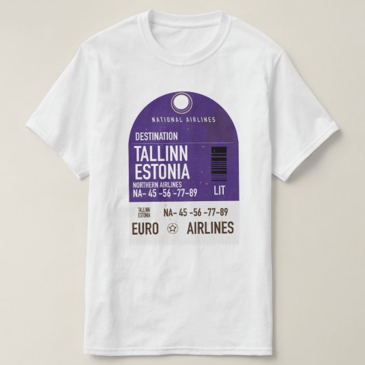タリン エストニア 旅行チケット Tシャツ (デザイン正面)