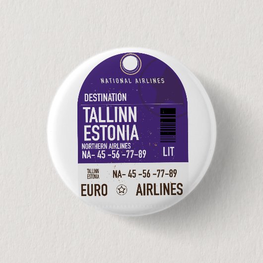 タリン エストニア 旅行 チケット メタルプリント 缶バッジ (正面)