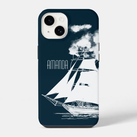 タリーバークと雲の航海モチーフ iPhoneケース (裏面)
