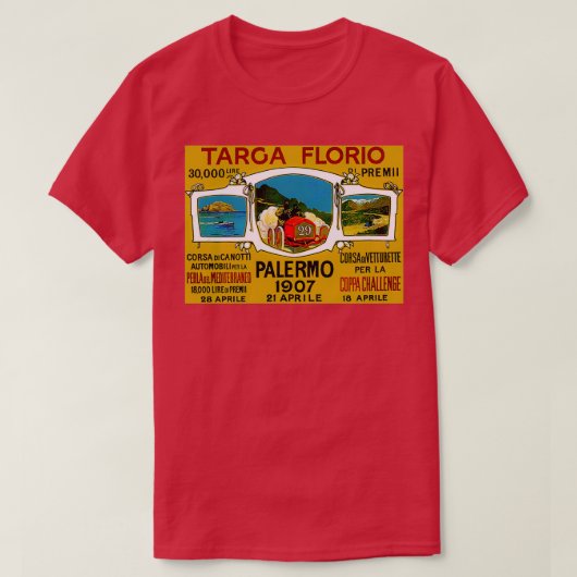 タルガフロリオヴィンテージパレルモオートレースプリント Tシャツ (デザイン正面)