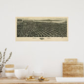 タルサオクラホマ1918アンティークパノラママップ ポスター (キッチン)