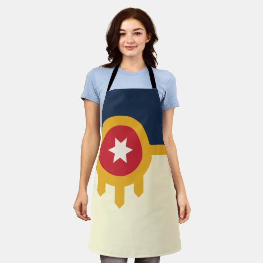 タルサシティ国旗のエプロン エプロン (着用した状態)