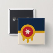 タルサ国旗（オクラホマ州） 缶バッジ (正面&裏面)