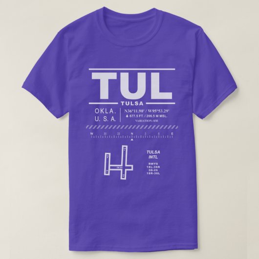 タルサ国際的空港TUL Tシャツ (デザイン正面)