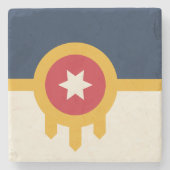 タルサ市旗を持つ愛国的な石コースター ストーンコースター (正面)