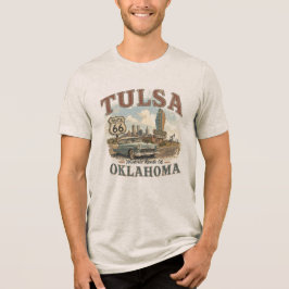 タルサ オクラホマ 歴史的ルート66 ヴィンテージ・オイルシティ トライブレンドTシャツ