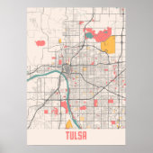 タルサ – 統一された州チョークシティマップ ポスター (正面)