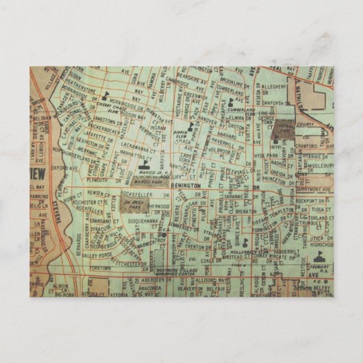 タルサ、OKヴィンテージマップ ポストカード (正面)