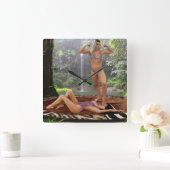 タルザナの勝利ポーズ スクエア壁時計 (ホーム)