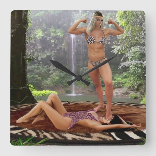 タルザナの勝利ポーズ スクエア壁時計 (正面)