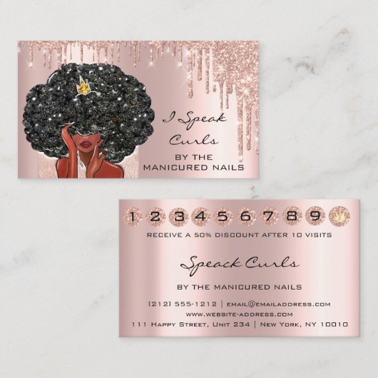 タルジェタデヴィシタロイヤリティカード10パンチカーリーヘア 名刺 (正面/裏面)