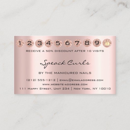 タルジェタデヴィシタロイヤリティカード10パンチプリンセス 名刺 (裏面)