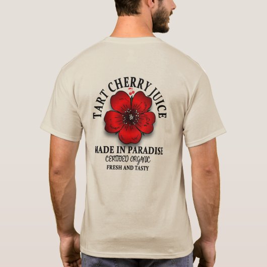 タルトさくらんぼ楽園で新鮮でおいしいジュース Tシャツ (裏面)