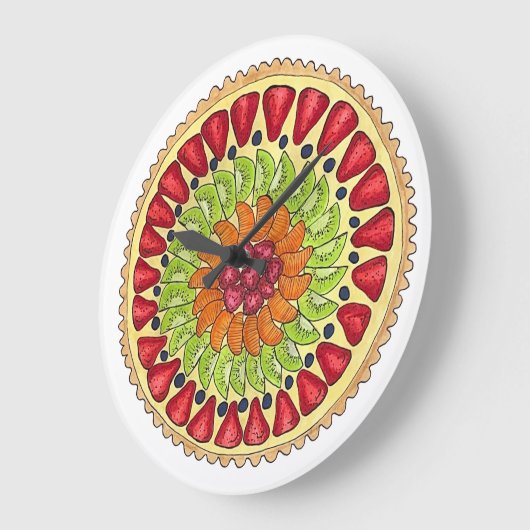 タルトオーフルーツフルーツタートパイフランスのペストリー ラージ壁時計 (傾斜)