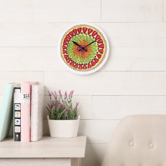 タルトオーフルーツフルーツタートパイフランスのペストリー ラージ壁時計 (読書スペース)