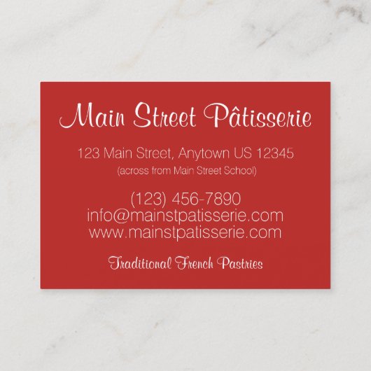 タルトオーフルーツフルーツタートパイフランスのペストリー 名刺 (裏面)