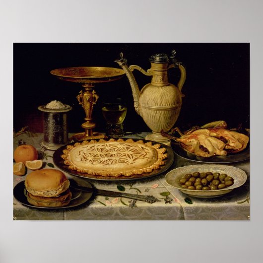 タルト、チキン、パン、オリーブを使ったまだ生きる ポスター (正面)