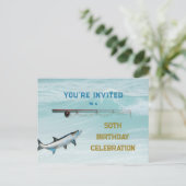 タルポン魚釣り大人の誕生日パーティーへの招待 ポストカード (スタンド正面)