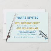 タルポン魚釣り誕生日成人男性パーティー 招待状 (正面)