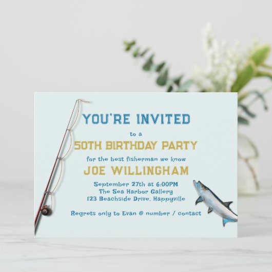 タルポン魚釣り誕生日成人男性パーティー 招待状 (スタンド正面)