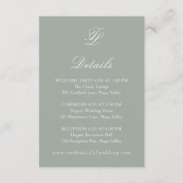 タルラセージ緑エレガントな結婚式 エンクロージャーカード