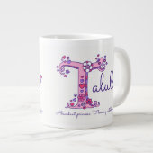 タルーラ名前をカスタムする(ピンクを意味) ジャンボコーヒーマグカップ (正面右)