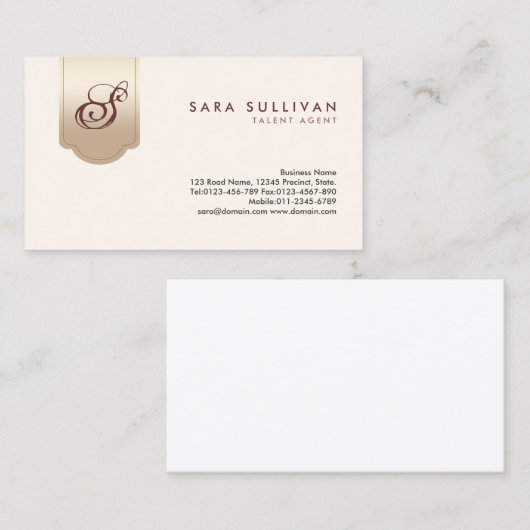 タレントエージェントエンターテイメントサービス金ゴールドモノグラム 名刺 (正面/裏面)