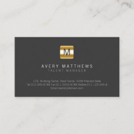 タレントマネージャーエンターテイメントブラック金ゴールドモノグラム 名刺
