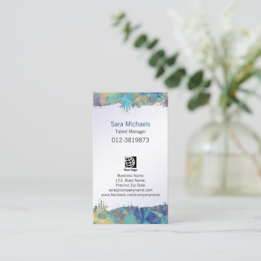 タレントマネージャーエンターテイメントリッピング紙抽象芸術 名刺 (スタンド正面)