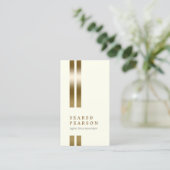 タレントマネージャーダブルストライプ金ゴールドエレガントホワイト 名刺 (スタンド正面)