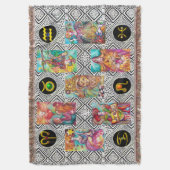 タロス及び〔占星術の〕十二宮図誕生日シンボルや象徴タロット占星術 スローブランケット (正面縦)