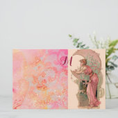 タロス/ムーンレディ、ピンクのフローラ渦巻きモノグラム 便箋 (スタンド正面)