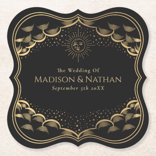 タロットの太陽と月結婚の ペーパーコースター (正面)