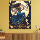 タロットの女の子のルーツと月を保持絵画-'s キャンバスプリント (インサイチュ (リビング))