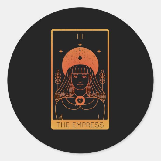 タロットの女性用カードシャツ（女帝を恐れる） ラウンドシール (正面)