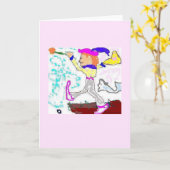 タロットの愚か者の挨拶(ピンクの背景) カード (黄色い花)