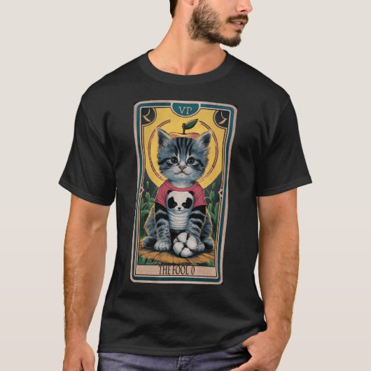 タロットの猫カード：愚か者。 Tシャツ (正面)
