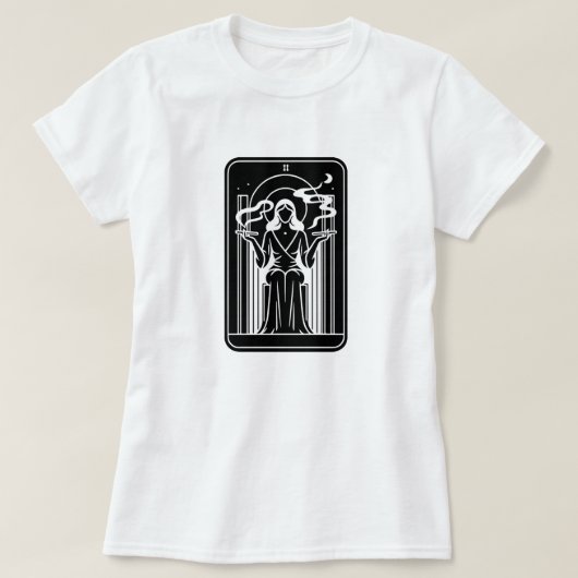 タロットの高い女性雑草喫煙オカルト Tシャツ (デザイン正面)