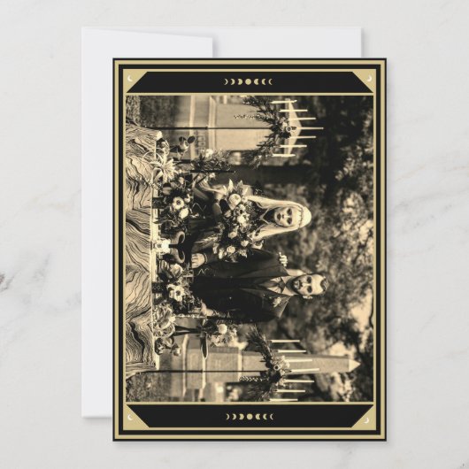 タロットエレガントサンキューカードブラック金ゴールド写真 招待状 (裏面)