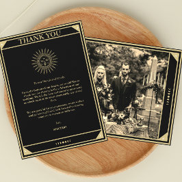 タロットエレガントサンキューカードブラック金ゴールド写真 招待状