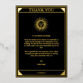 タロットエレガントサンキューブラックゴールドフォイルフォト 箔招待状 (正面)