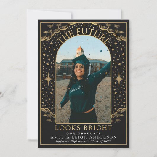 タロットエレガント卒業写真アナウンスメントカード 招待状 (正面)