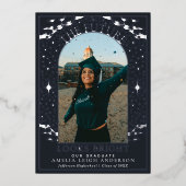 タロットエレガント卒業写真アナウンスメントカード 箔招待状 (正面)