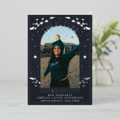 タロットエレガント卒業写真アナウンスメントカード 箔招待状 (立ち正面)